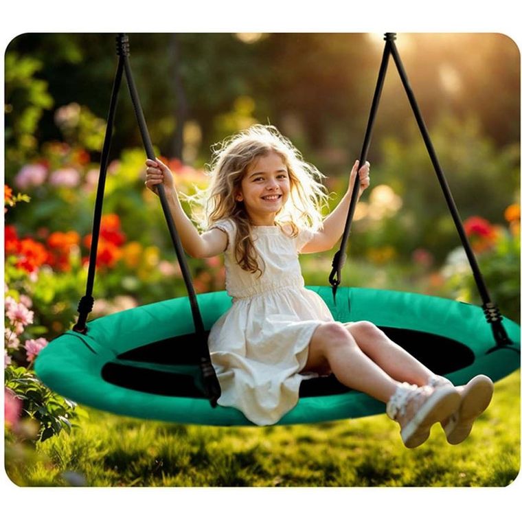 Neo-Sport, Swingo, huśtawka bocianie gniazdo, zielona, 110 cm