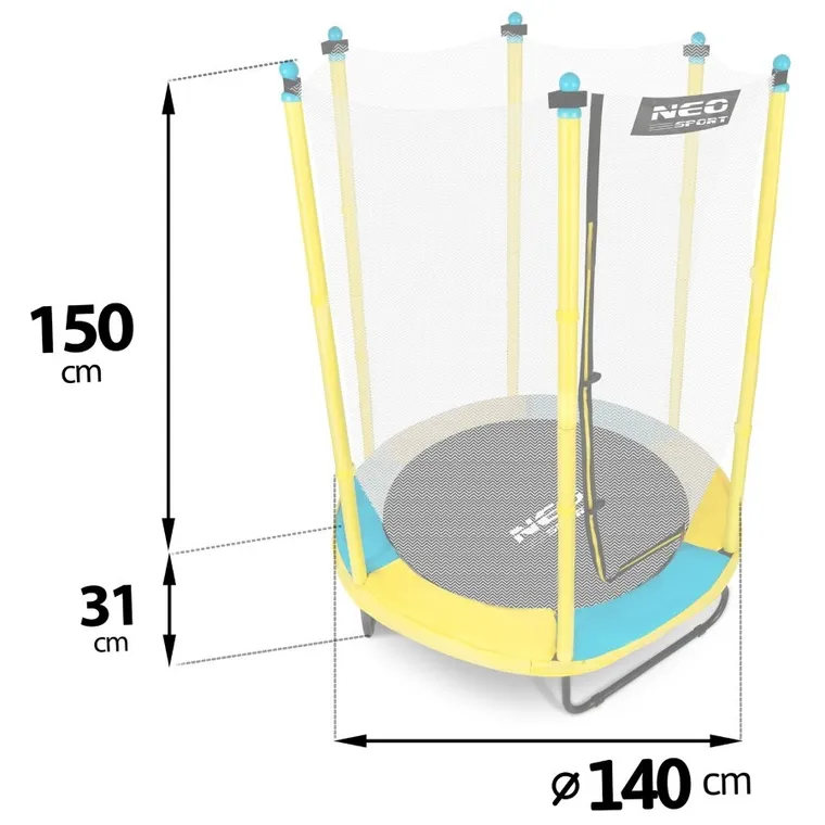 Neo-Sport, trampolina ogrodowa dla dzieci, 4,5ft/140 cm