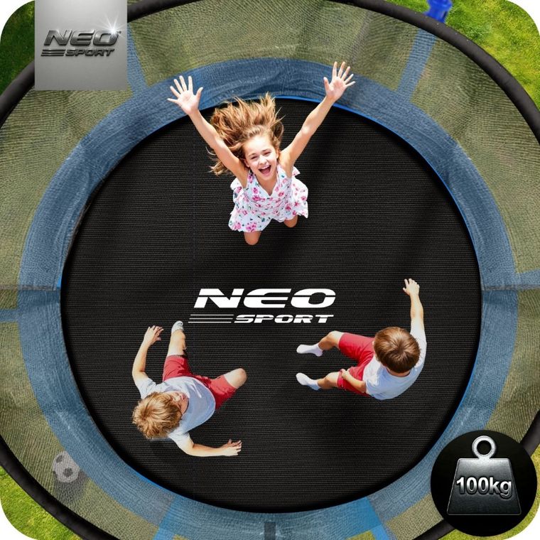 Neo-Sport, trampolina ogrodowa siatką wewnętrzna i drabinką, 8ft/252 cm
