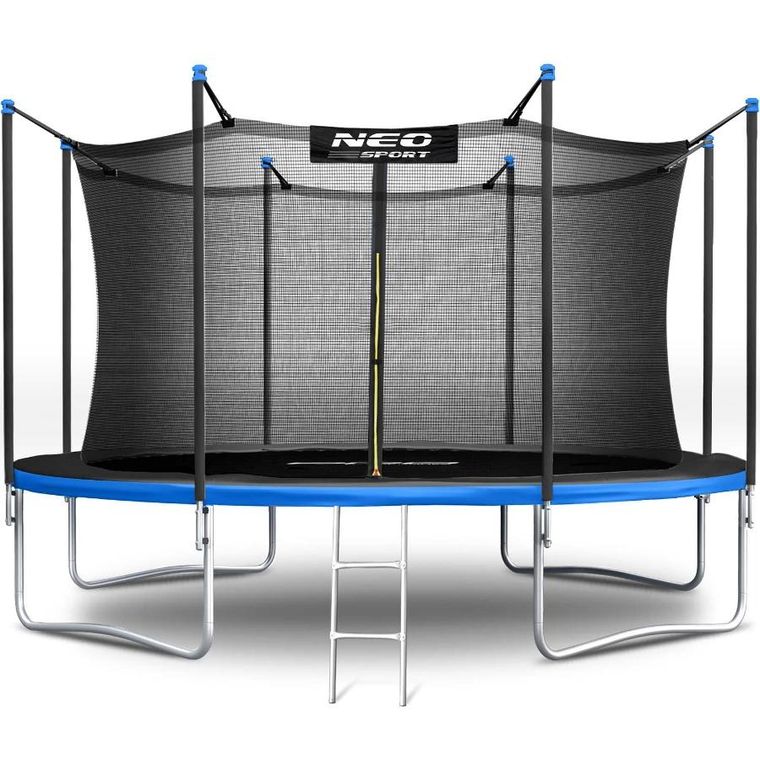 Neo-Sport, trampolina ogrodowa z siatką wewnętrzną i drabinką, 13ft/404 cm