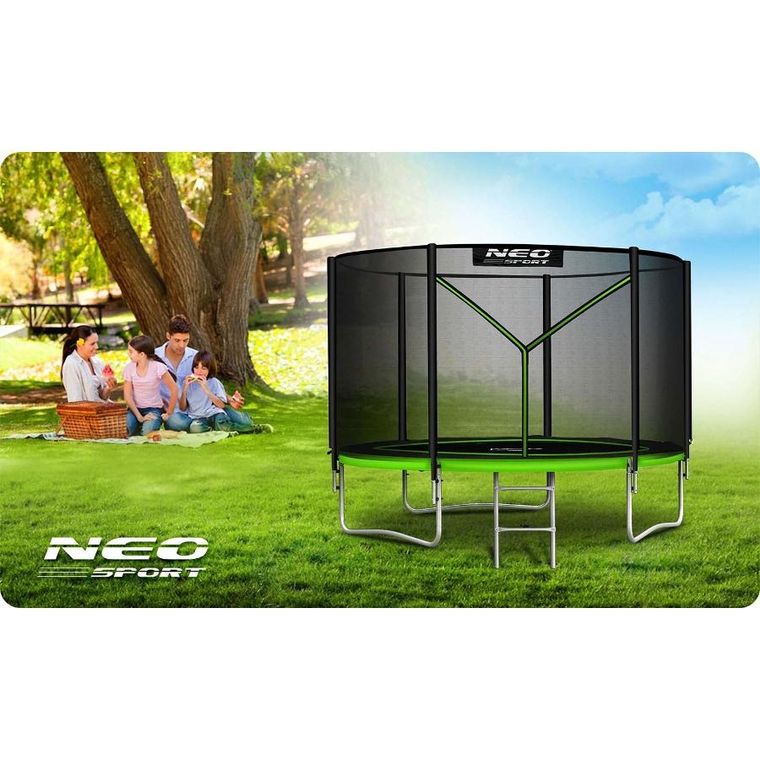 Neo-Sport, trampolina ogrodowa z siatką zewnętrzną i drabinką, 10ft/312cm