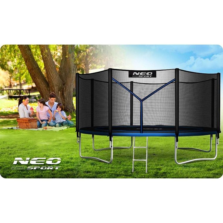 Neo-Sport, trampolina ogrodowa z siatką zewnętrzną i drabinką, 14ft/435 cm