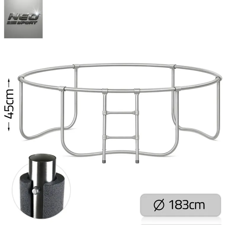 Neo-Sport, trampolina ogrodowa z siatką zewnętrzną i drabinką, 183 cm