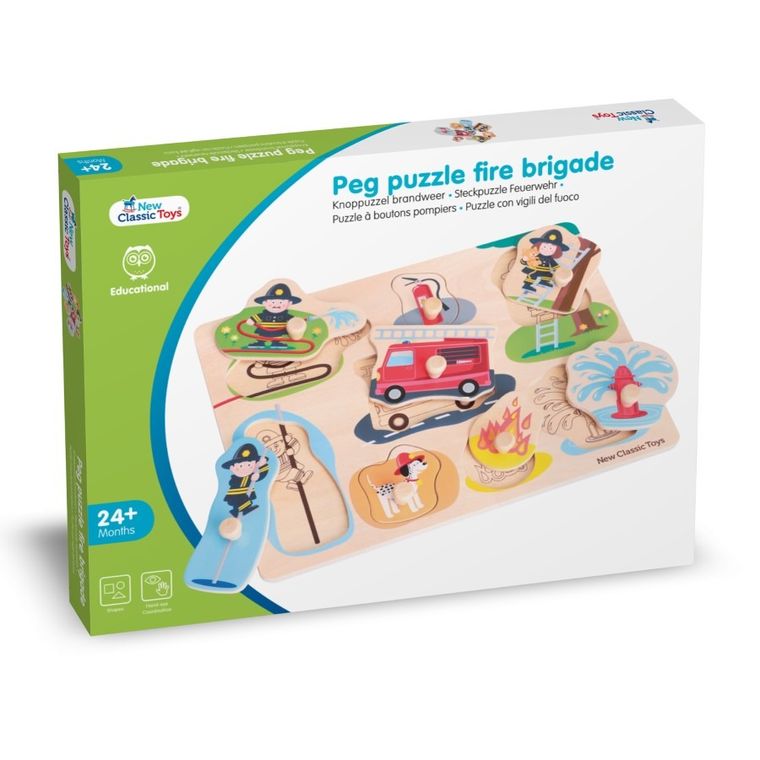 New Classic Toys, straż pożarna, drewniane puzzle, 8 elementów