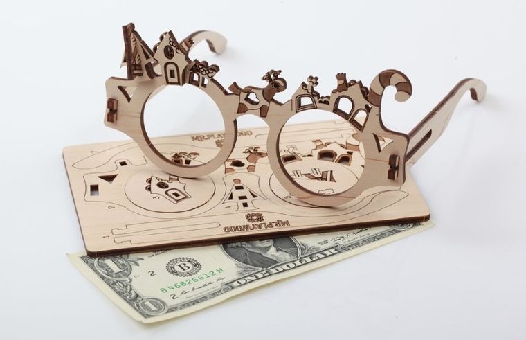 Nice Idea, Okulary Domki, puzzle drewniane 3D, 8 elementów