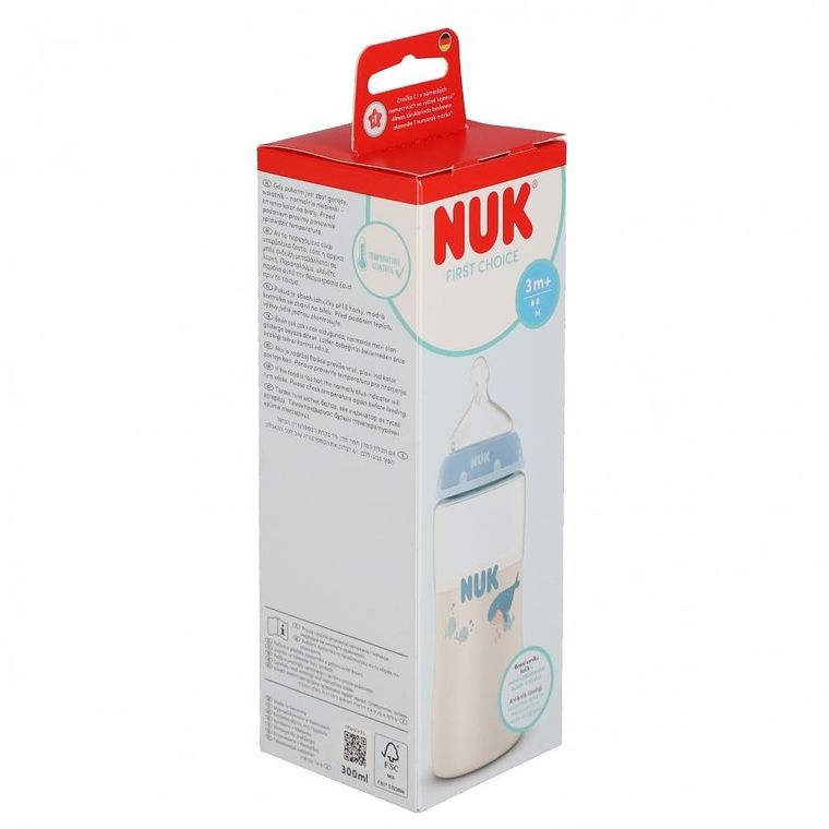 Nuk, First Choice, butelka, wieloryb, 3m+, 300 ml