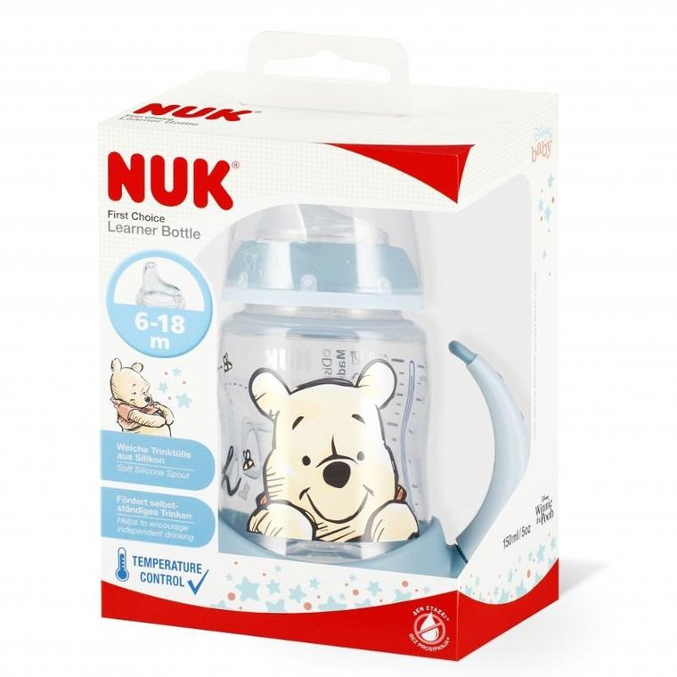 Nuk, Kubuś Puchatek, First, butelka z uchwytem, 6-18m, 150 ml, 1 szt.