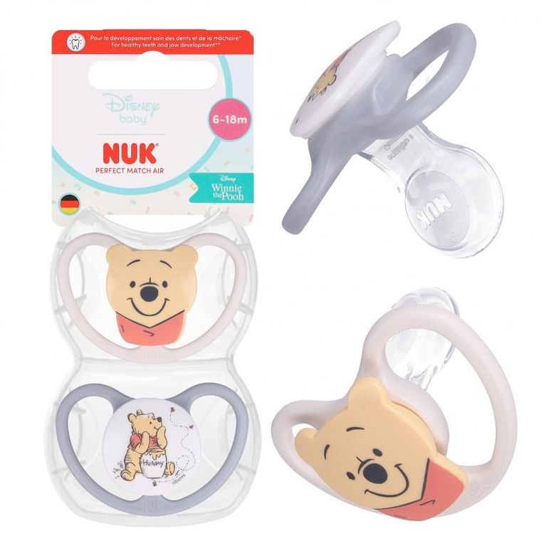 Nuk, Kubuś Puchatek, Perfect Match Air, smoczek uspokajający, 6-18m