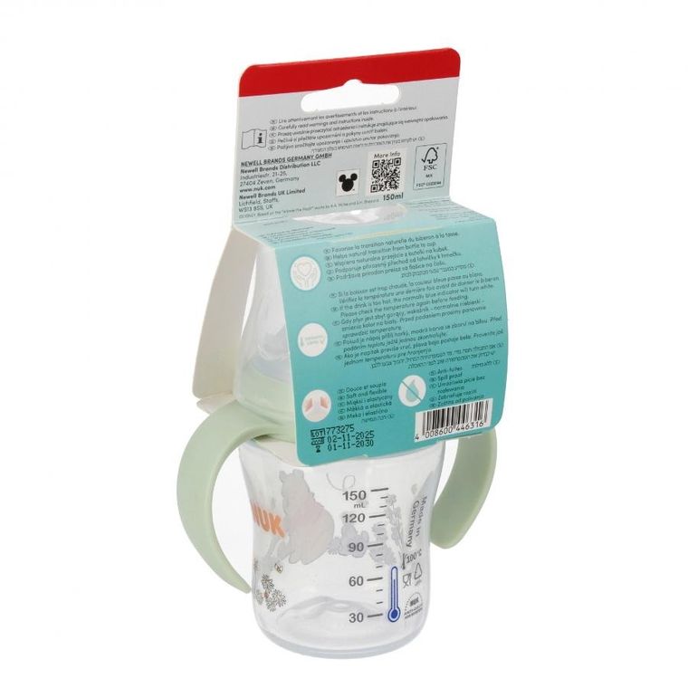 Nuk, Kubuś Puchatek, Perfect Match, butelka do nauki picia z ustnikiem niekapkiem, 150 ml