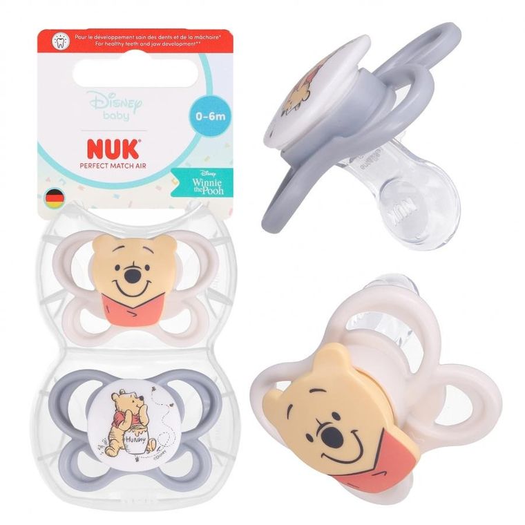 Nuk, Kubuś Puchatek, Perfect Match, smoczek uspokajający, 0-6m, 2 szt.