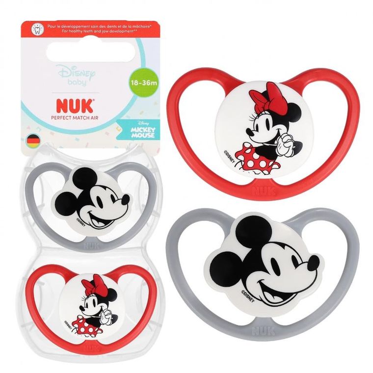 Nuk, Myszka Miki, Perfect Match Air, smoczek silikonowy, 18-36m, 2 szt.
