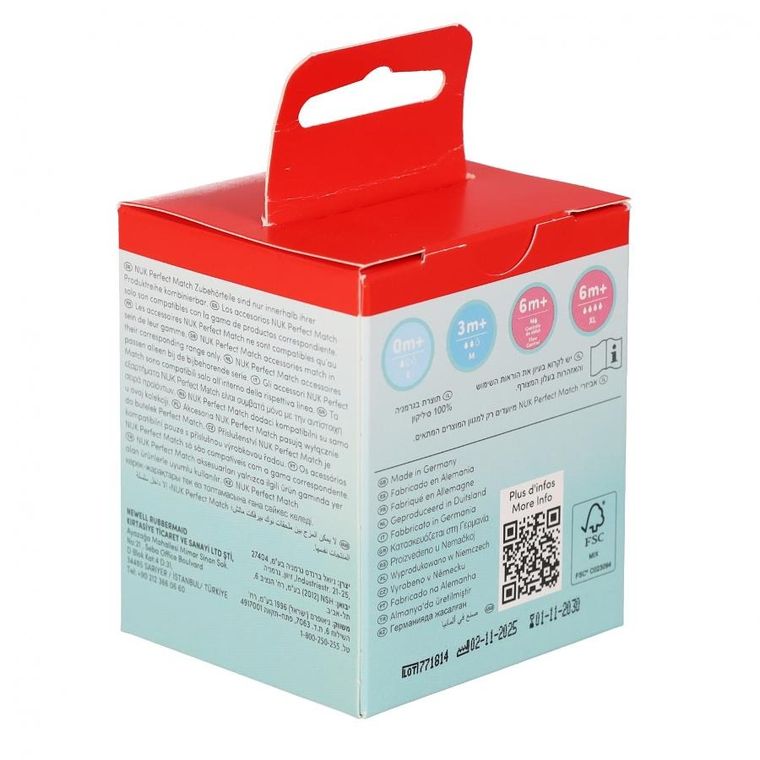 Nuk, Perfect Match Air, smoczek do butelki, silikonowy, rozmiar M, 2 szt.