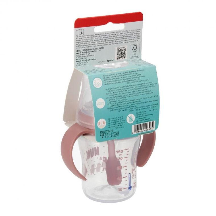 Nuk, Perfect Match, butelka do nauki picia ze słomką, miś, 150 ml