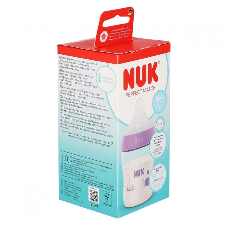 Nuk, Perfect Match, butelka, silikonowy smoczek, hippo, 150 ml