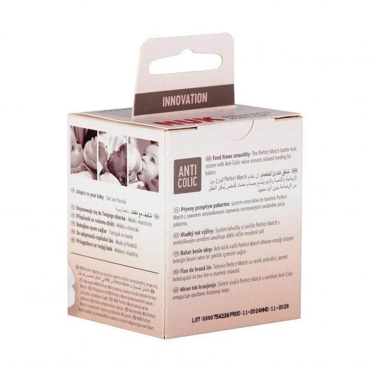 Nuk, Perfect Match, smoczek do butelki, silikonowy, rozmiar M, 2 szt.