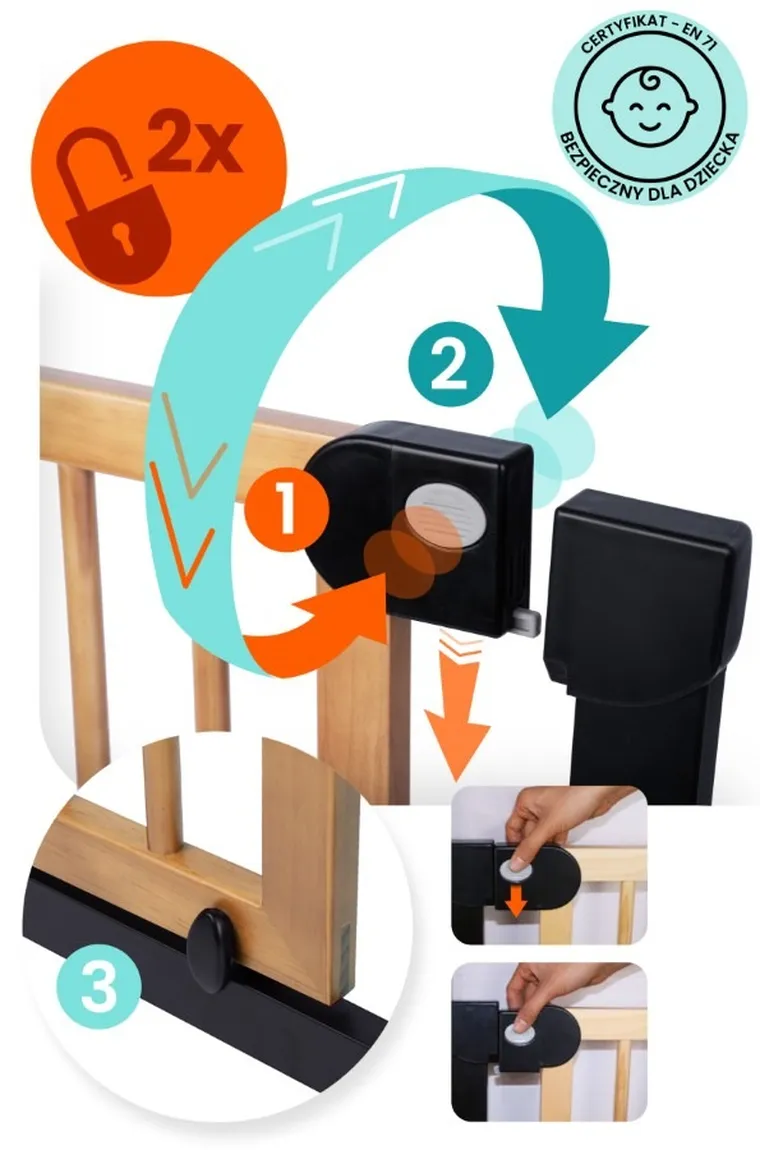 Nukido, barierka, bramka zabezpieczająca, czarna