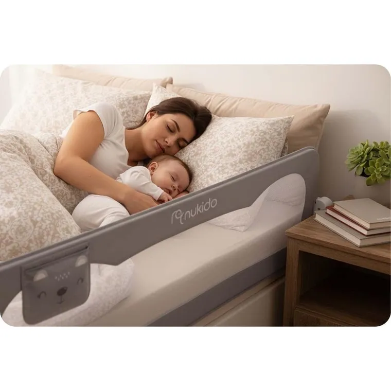 Nukido, barierka ochronna do łóżka, szara, 200 cm