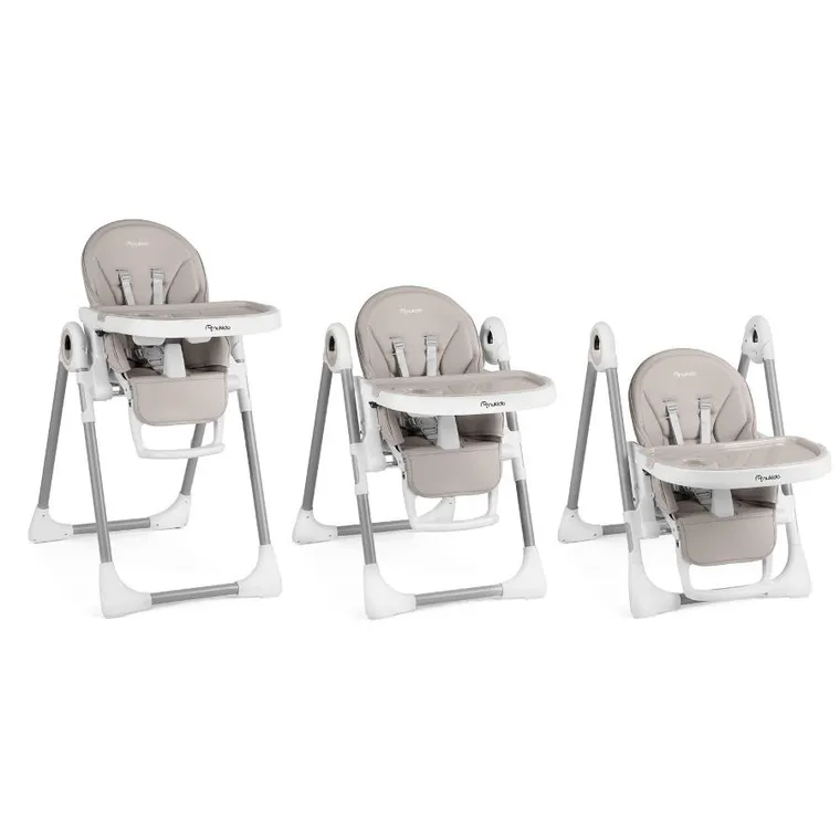 Nukido, Belo, krzesełko do karmienia ze stolikiem, leżaczek, szare