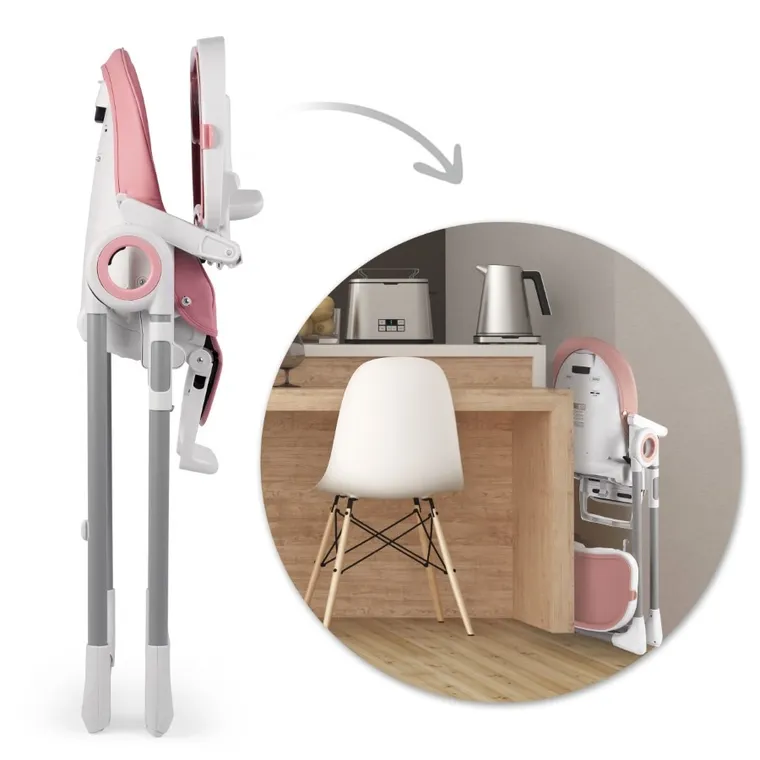 Nukido, Belo, krzesełko do karmienia ze stolikiem, różowe