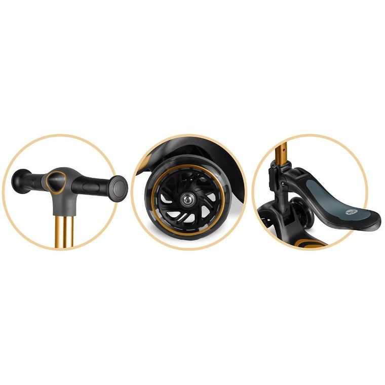 Nukido, Flippo, hulajnoga 3-kołowa, balansowa, z siedziskiem, złota