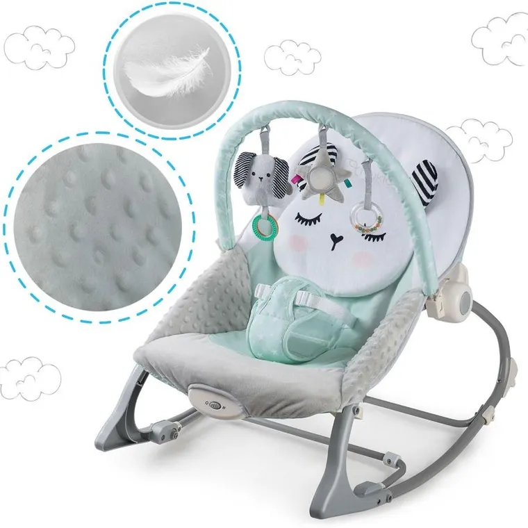 Nukido, leżaczek bujaczek z wibracją, miętowy