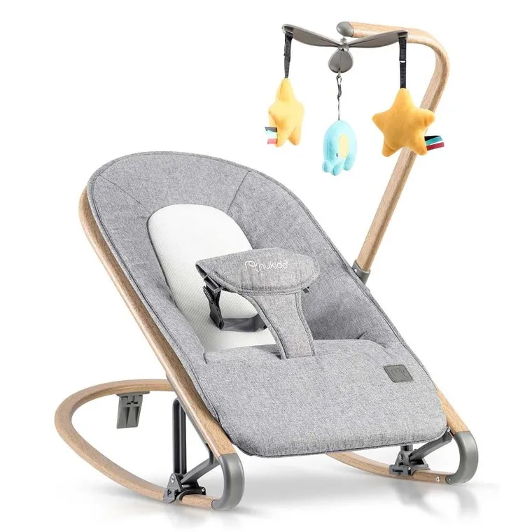 Nukido, leżaczek bujaczek z zabawkami NK-53, szary