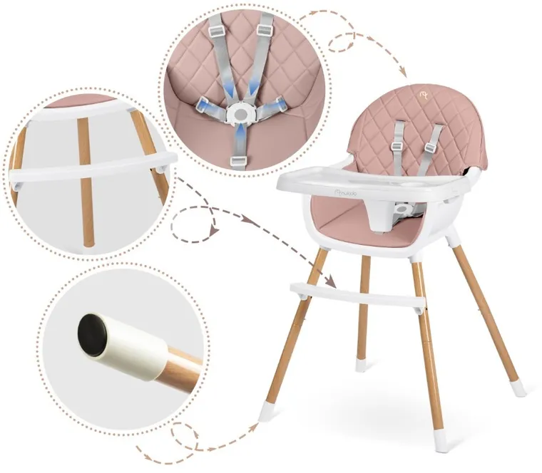 Nukido, Lilo, krzesełko do karmienia, różowe