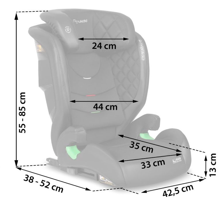 Nukido, Louis, fotelik samochodowy, ISOFIX, czarny, 15-36 kg
