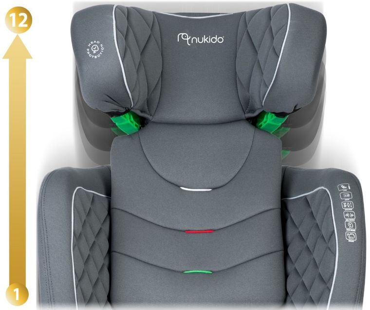 Nukido, Louis, fotelik samochodowy, szary, 15-36 kg