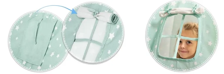 Nukido, namiot tipi dla dzieci ze światełkami, miętowe w gwiazdki