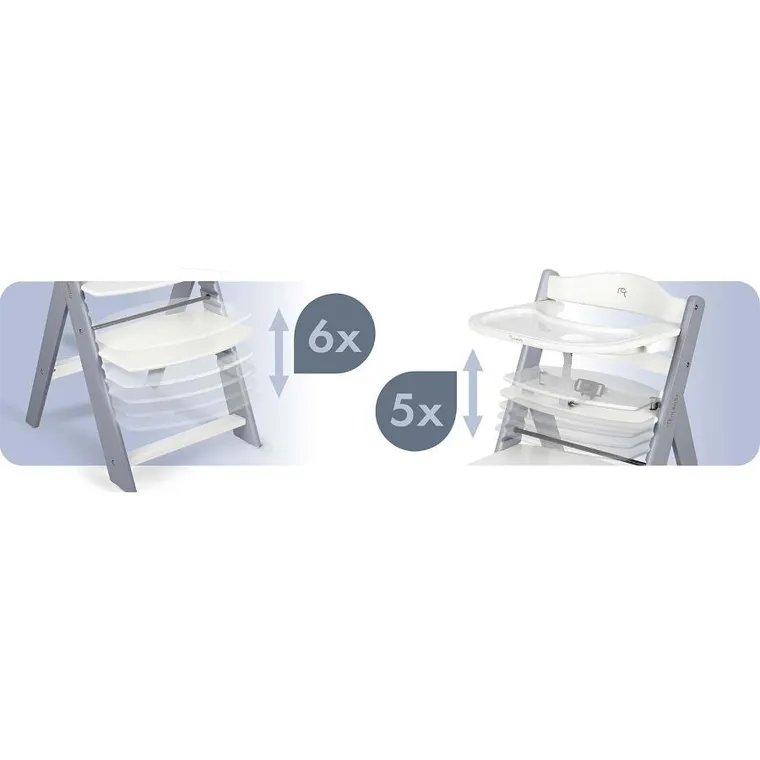 Nukido, Nelo, drewniane krzesełko do karmienia, szaro-białe