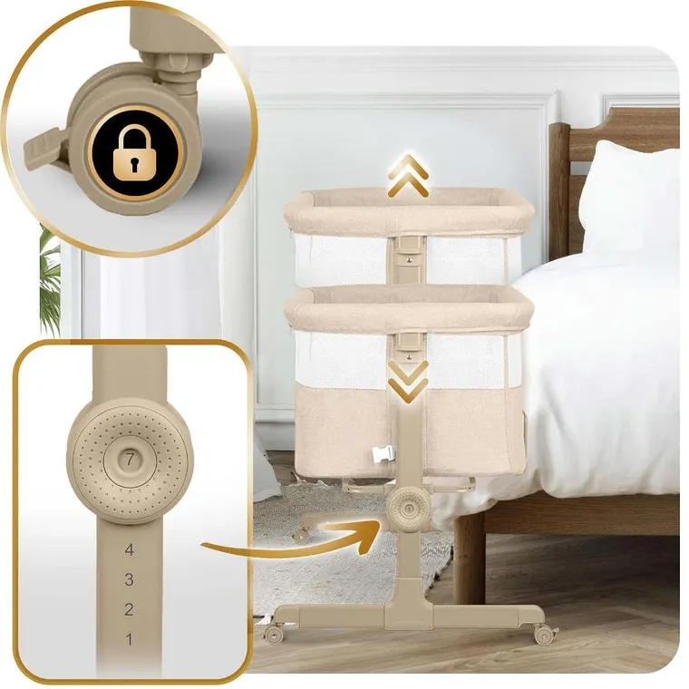 Nukido, NK-243, łóżeczko turystyczne składane, dostawka, beżowe