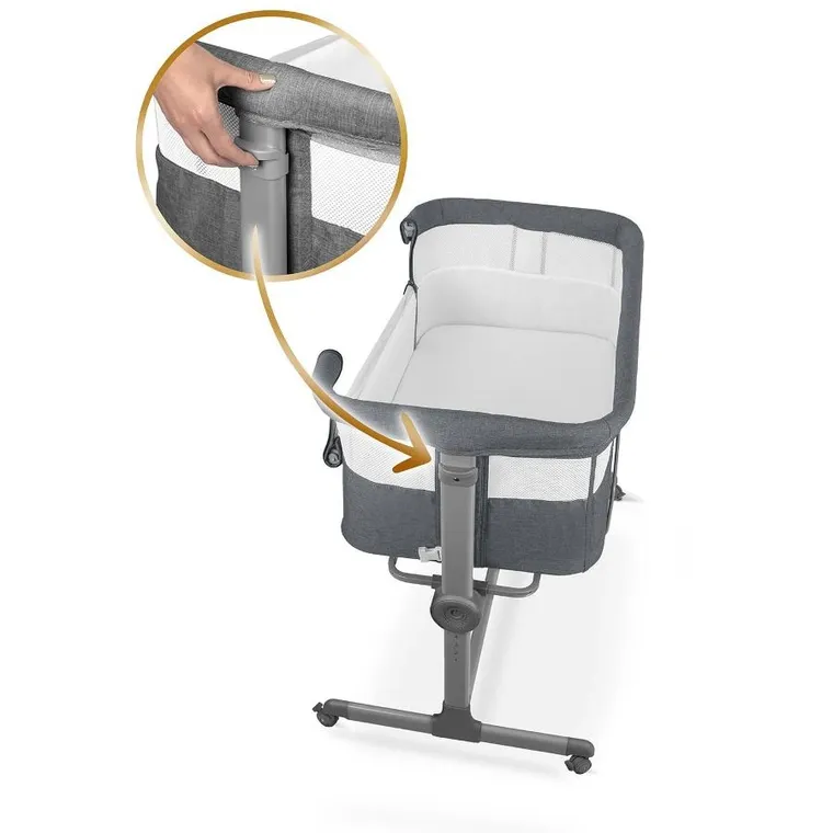 Nukido, NK-243, łóżeczko turystyczne składane, dostawka, ciemny szary