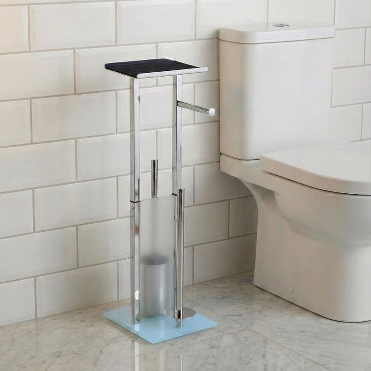 Nuxio, Hylla, stojak na papier toaletowy i szczotkę do WC z półką na telefon, 65 cm
