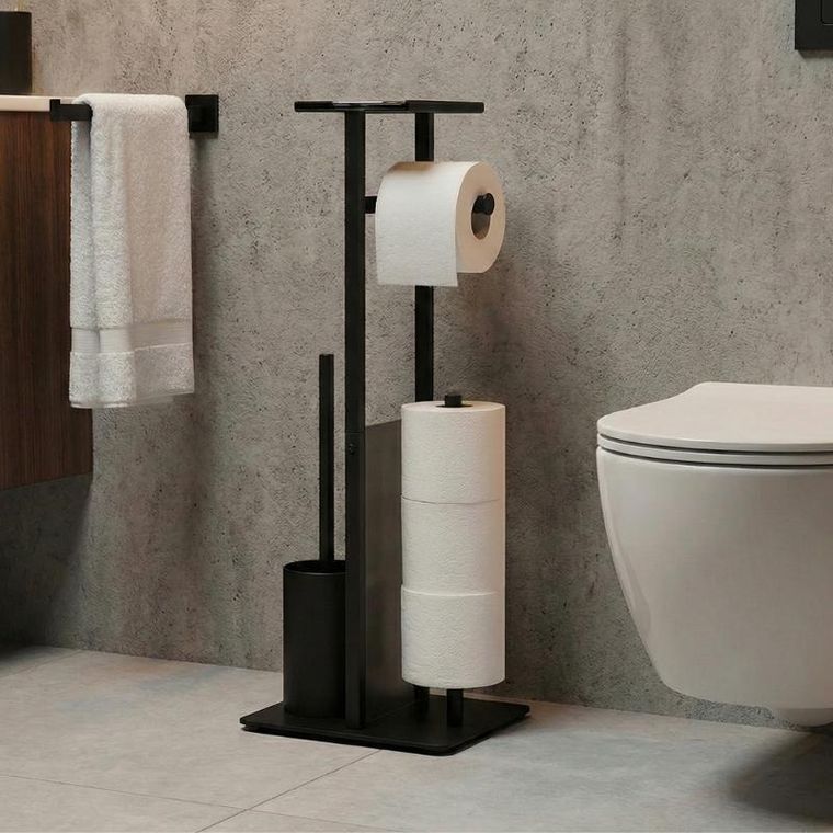 Nuxio, Hylla, stojak na papier toaletowy i szczotkę do WC z półką na telefon, 65 cm