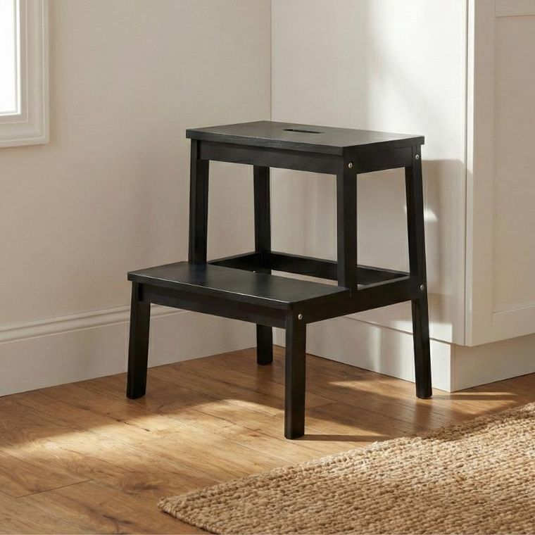 Nuxio, Krok, bambusowy taboret ze schodkiem, 46 cm