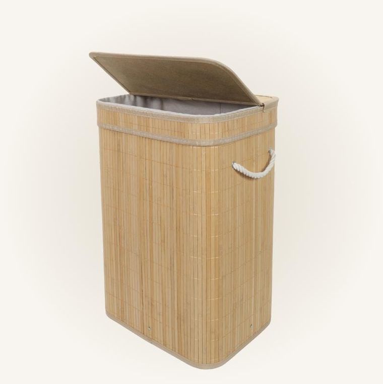 Nuxio, Luva, bambusowy kosz na pranie z pokrywą, 80l