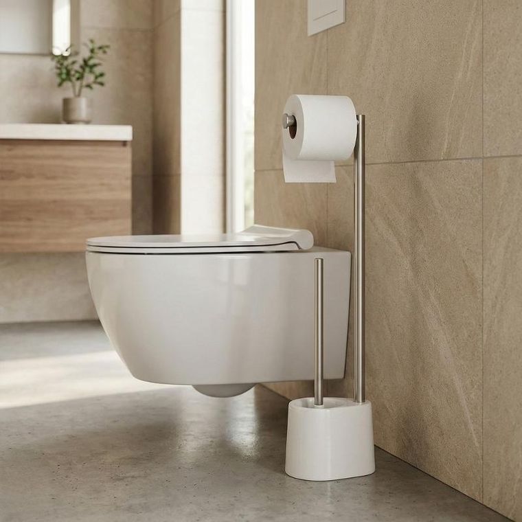 Nuxio, Stilk, stojak na papier toaletowy i szczotkę do WC, 63 cm
