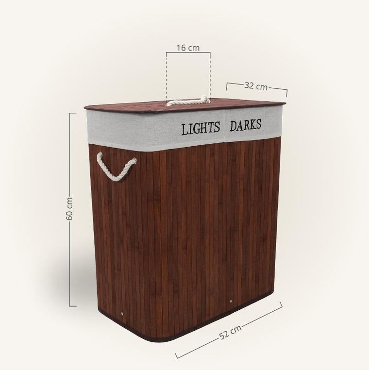 Nuxio, Svana, bambusowy kosz na pranie, 2-komorowy, 100l