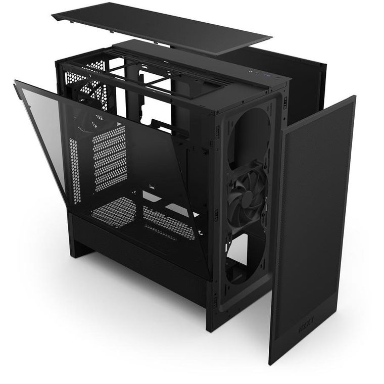 NZXT, H5 Flow Midi Tower, obudowa komputerowa z szybą, czarna