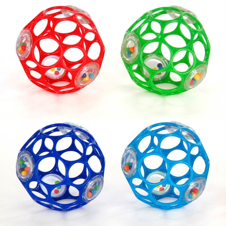 Oball, Piłka z grzechotką, gryzak, 10 cm, 0m+
