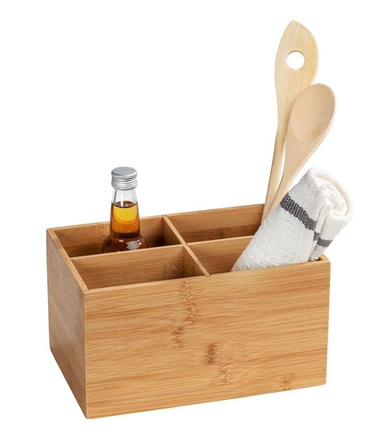 Organizer łazienkowy, Terra, z 4 przegródkami, bambus