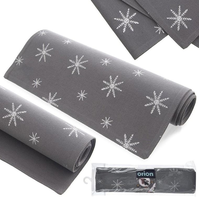 Orion, bieżnik na stół bawełniany, szary płatek, 130-32 cm