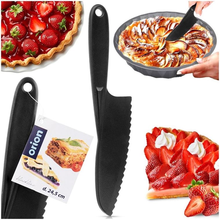 Orion, Black Line, nóż do ciasta z ząbkami, czarny, 24,5 cm