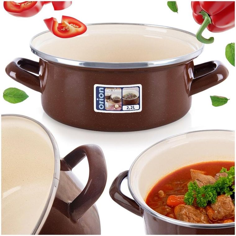 Orion, Brown, garnek emaliowany, 20,5 cm, 2,2l