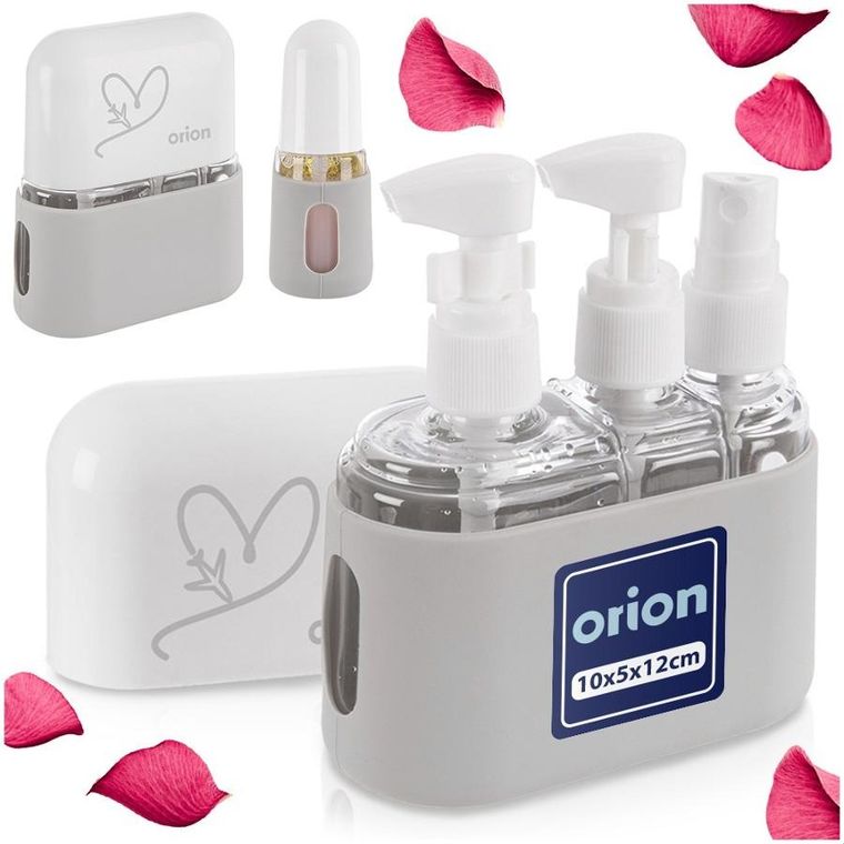 Orion, butelki, pojemniki podróżne na kosmetyki w etui, 4 elementy