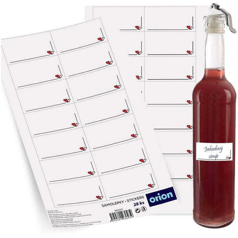 Orion, etykiety samoprzylepne na słoiki, serce, 28 szt.