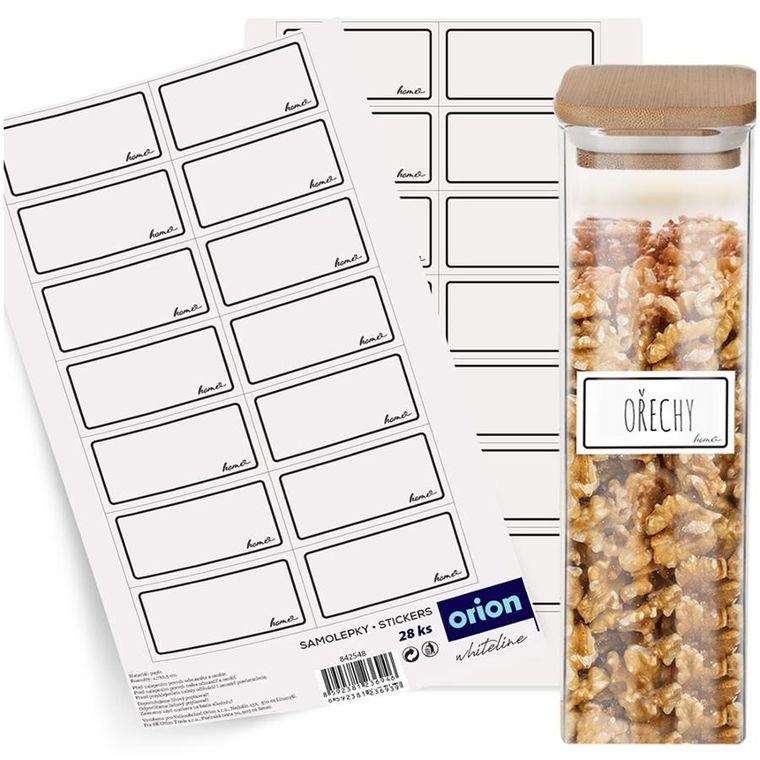 Orion, etykiety samoprzylepne na słoiki, Whiteline, 28 szt.