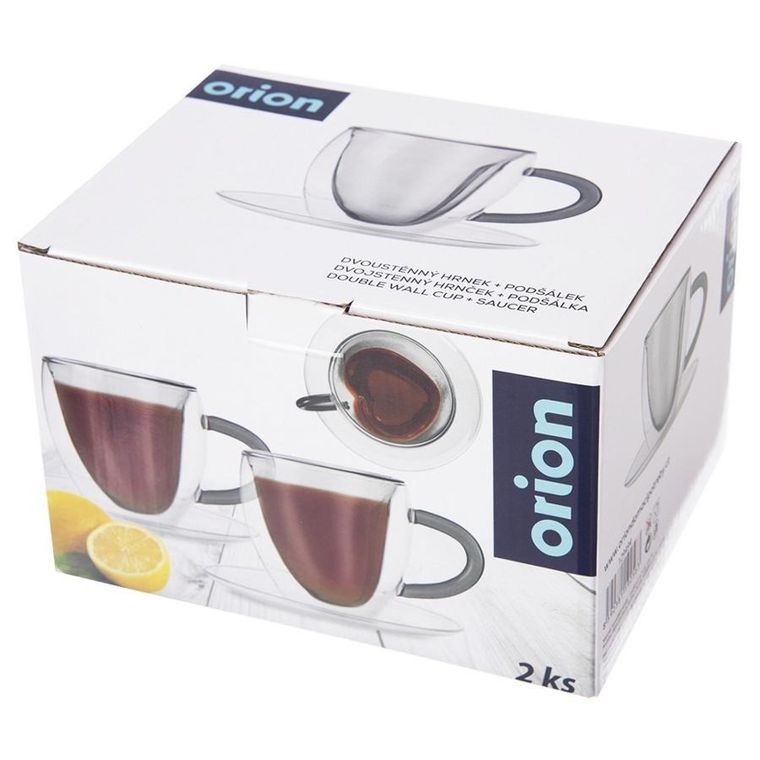 Orion, filiżanki termiczne ze spodkiem z podwójną ścianką, do kawy i herbaty, Double, 160 ml, 2 szt.