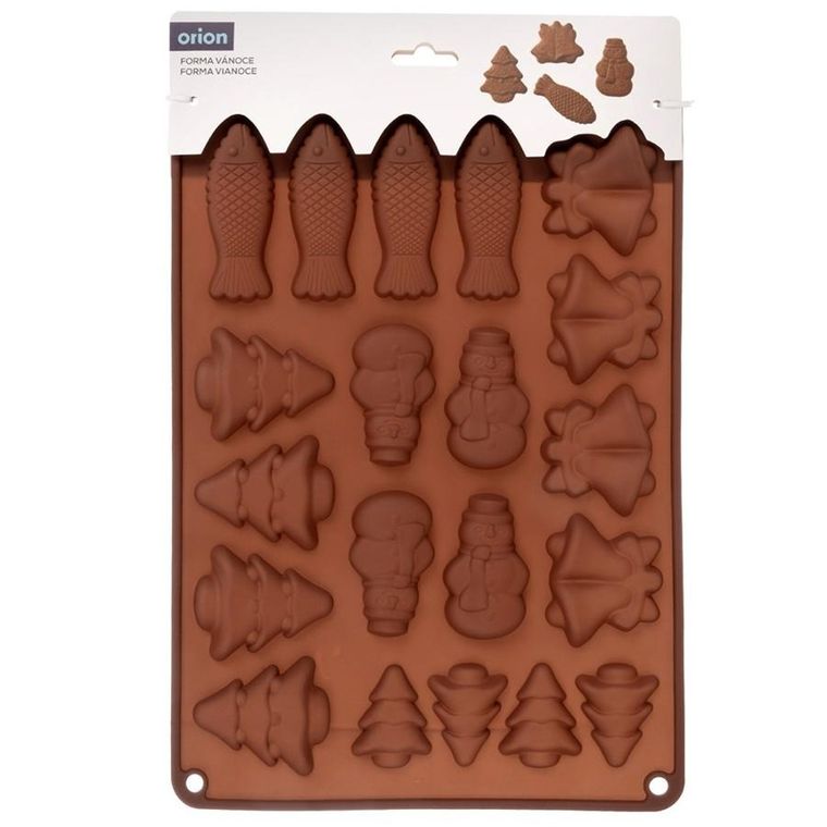 Orion, forma do ciastek i pralin, silikonowa, brązowa, 34-24,5-1 cm